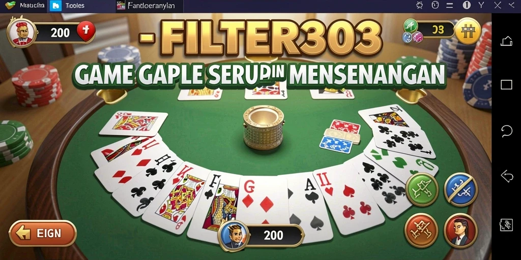 Gameplay FILTER303 yang menarik dengan tampilan Gaple yang seru.