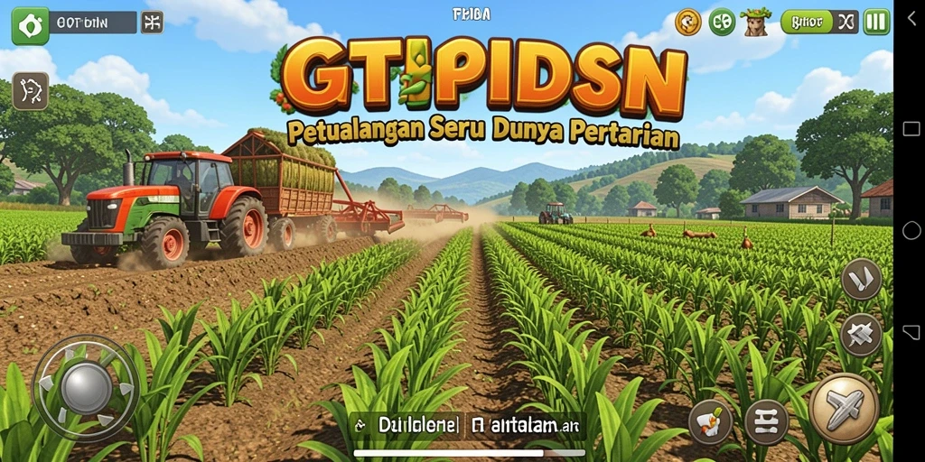 Tampilan gameplay GTPIDN dengan aktivitas pertanian yang menarik.