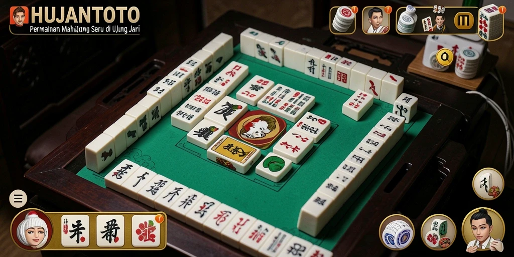 Screenshot utama HUJANTOTO menampilkan gameplay Mahjong yang seru.