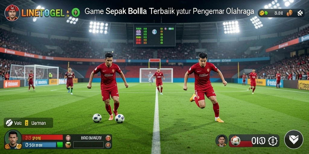 Screenshot utama LINETOGEL menampilkan gameplay sepak bola yang seru.