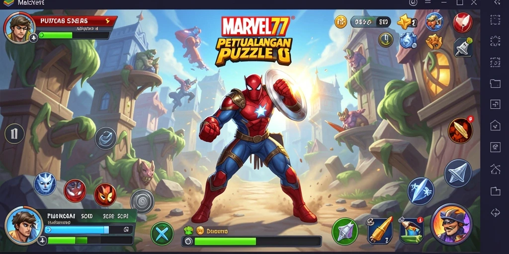 Gameplay seru dalam puzzle MARVEL77 yang menantang.