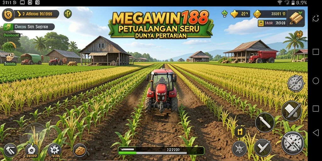 Tampilan screenshot gameplay <strong>MEGAWIN188</strong> yang menampilkan kebun yang segar dan subur.