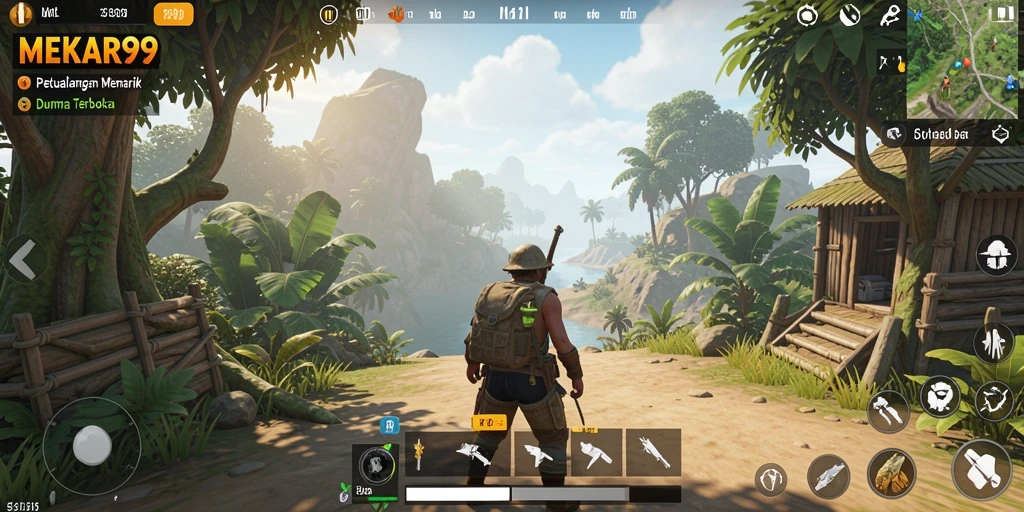 Gameplay MEKAR99 menampilkan petualangan menakjubkan di dunia terbuka.