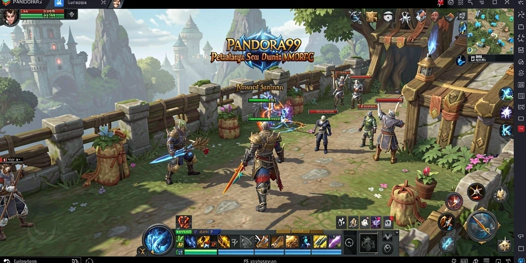 Screenshot PANDORA99 menampilkan aksi seru dalam pertarungan MMORPG.