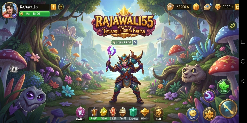 Screenshot gameplay RAJAWALI55 menampilkan eksplorasi seru di dunia fantasi.
