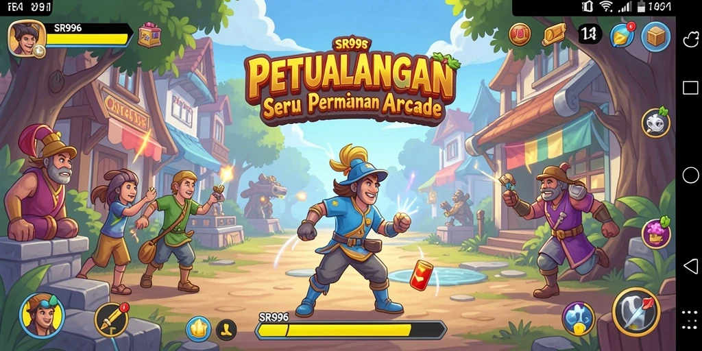 Tangkapan layar gameplay SR996 yang menampilkan aksi seru dalam permainan Arcade.