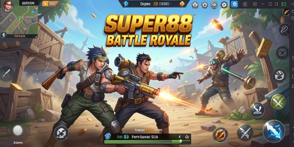 Gameplay seru di SUPER88 dengan pertarungan Battle Royale yang mendebarkan.