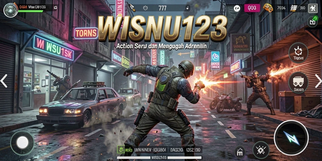 Tampilan gameplay menegangkan dari WISNU123 yang penuh aksi.