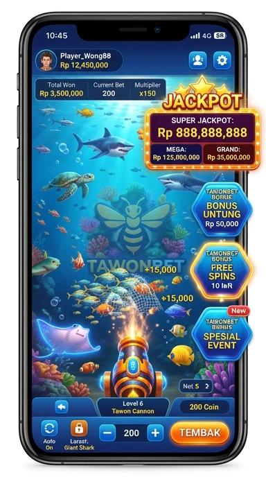 Tampilan antarmuka pengguna Tawonbet yang sederhana dan jelas.